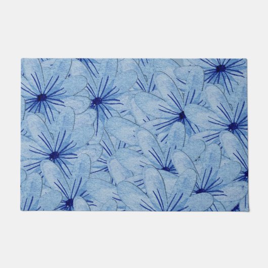 Blaue Blume Bouquet Fußmatte (Vorderseite)