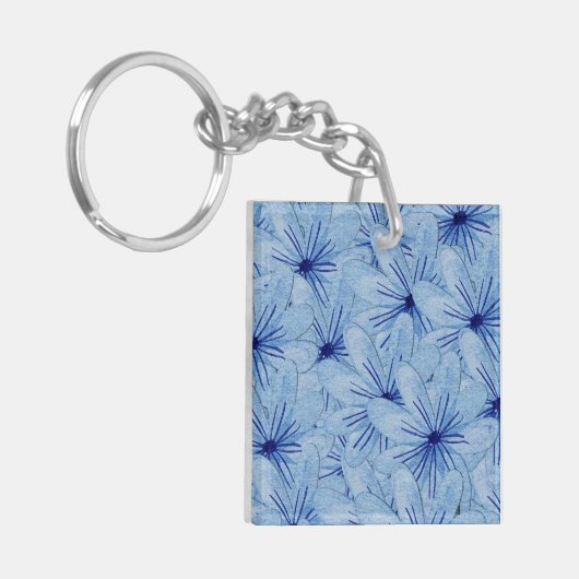 Blaue Blume Bouquet Schlüsselanhänger (Vorderseite links)