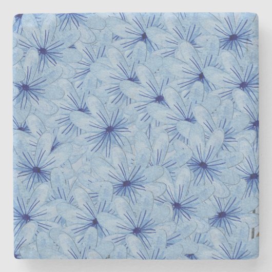Blaue Blume Bouquet Steinuntersetzer (Vorderseite)
