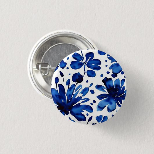 Blaue Blume Button (Vorne & Hinten)