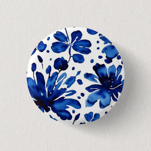 Blaue Blume Button (Vorderseite)