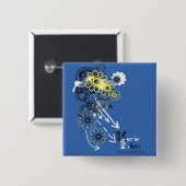 Blaue Blume Button (Vorne & Hinten)