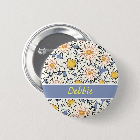 Blaue Blume Button (Vorne & Hinten)