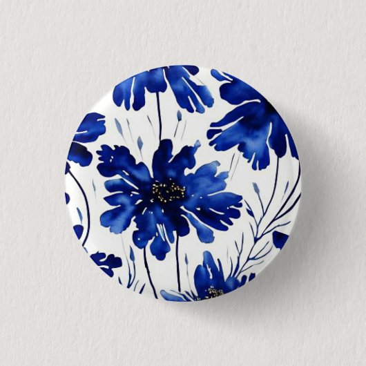 Blaue Blume Button (Vorderseite)
