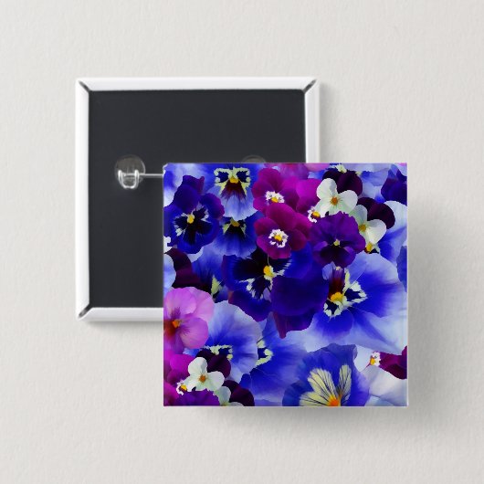 Blaue Blume Button (Vorne & Hinten)