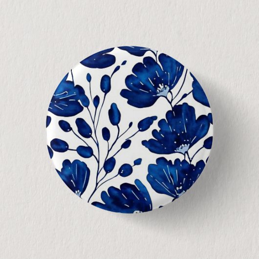 Blaue Blume Button (Vorderseite)