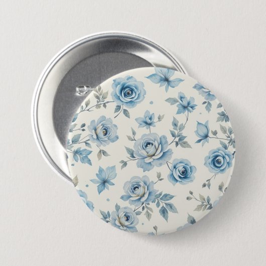 Blaue Blume Button (Vorne & Hinten)