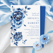Blaue Blume Chinoiserie Blume Hochzeit Einladung