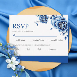 Blaue Blume Chinoiserie Blume Hochzeit RSVP Karte