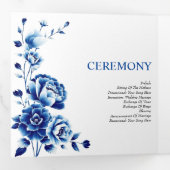 Blaue Blume Chinoiserie Erdnüsse Dreifach-gefaltete Programmkarte (Innen Erste Seite)