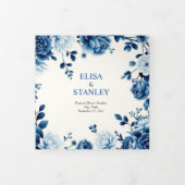 Blaue Blume Chinoiserie Erdnüsse Dreifach-gefaltete Programmkarte (Cover)