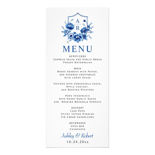 Blaue Blume Chinoiserie Pisa Werbekarte (Vorne)