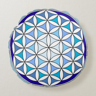 Blaue Blume der Lebensmeditation Pillow Rundes Kissen