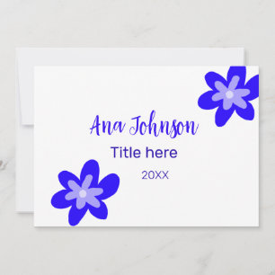 Blaue Blume Doodle Name Titel Jahr 20XX Beruf Einladung