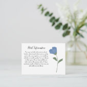 Blaue Blume, einfache, elegante Hochzeit Begleitkarte (Stehend Vorderseite)