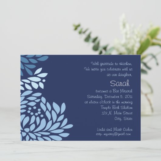 Blaue Blume Einladung (Stehend Vorderseite)