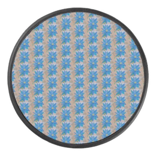 Blaue Blume Eishockey Puck (Vorderseite)