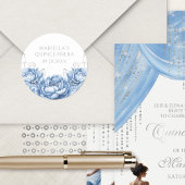 Blaue Blume Elegante Quinceanera Runder Aufkleber
