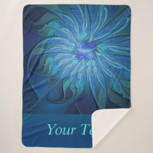 Blaue Blume Fantasy Pattern, Text Abstrakt Fraktal Sherpadecke