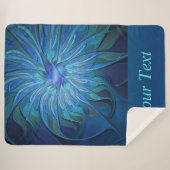Blaue Blume Fantasy Pattern, Text Abstrakt Fraktal Sherpadecke (Vorderseite (Horizontal))