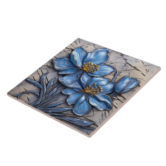 Blaue Blume Fliese (Seite)