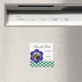 Blaue Blume Foto Rahmen Save the Date Magnet (In Situ (Geschirrspüler))