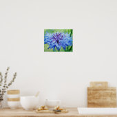 Blaue Blume Fotokunstdruck Poster (Küche)