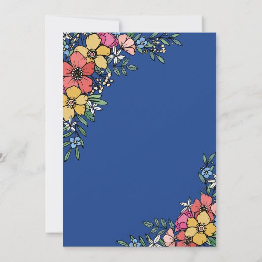 Blaue Blume Frühjahrssommer Hochzeit Einladung (Rückseite)