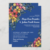 Blaue Blume Frühjahrssommer Hochzeit Einladung (Vorne/Hinten)