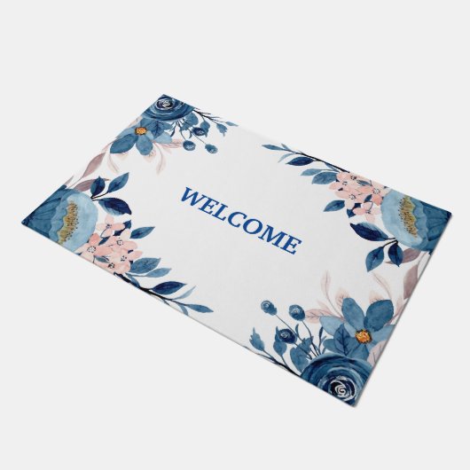 blaue Blume Fußmatte (Schrägansicht)