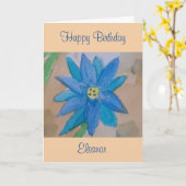 Blaue Blume Geburtstag Karte (Gelbe Blume)