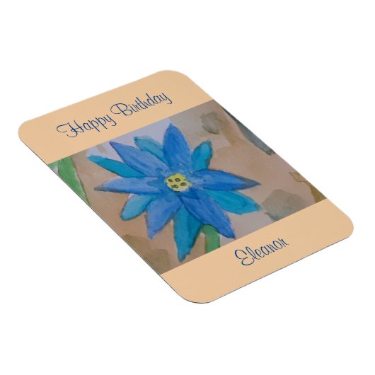 Blaue Blume Geburtstag Magnet (Rechte Seite)