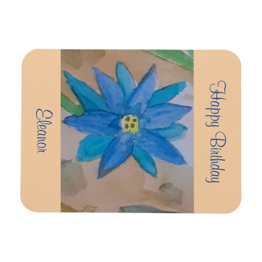 Blaue Blume Geburtstag Magnet (Horizontal)