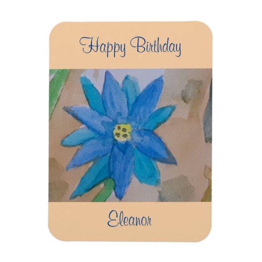 Blaue Blume Geburtstag Magnet (Vertikal)