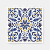 Blaue Blume Gelbe Zitronen Serviette (Vorderseite)