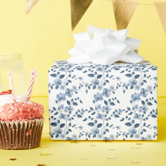 Blaue Blume Geschenkpapier (Geburtstagsparty)