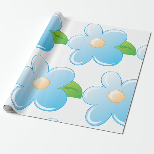 Blaue Blume Geschenkpapier (Ungerollt)