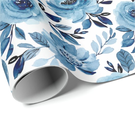 Blaue Blume Geschenkpapier (Rolleneckpunkt)