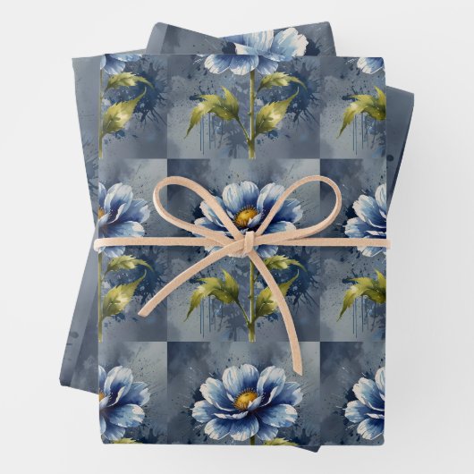 Blaue Blume Geschenkpapier Set (Beispiel)