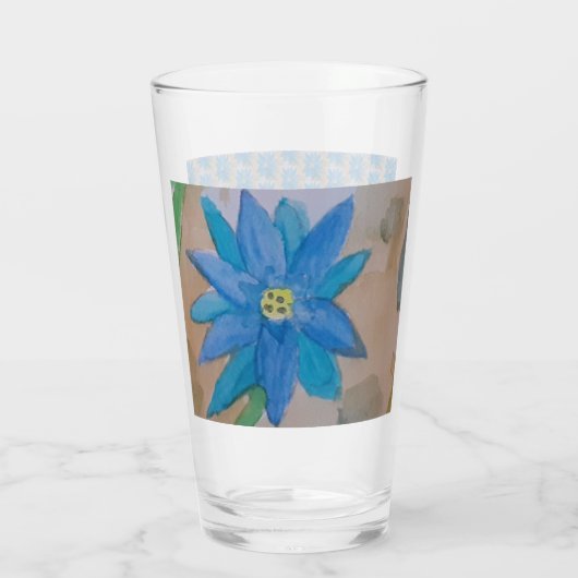 Blaue Blume Glas (Rückseite)