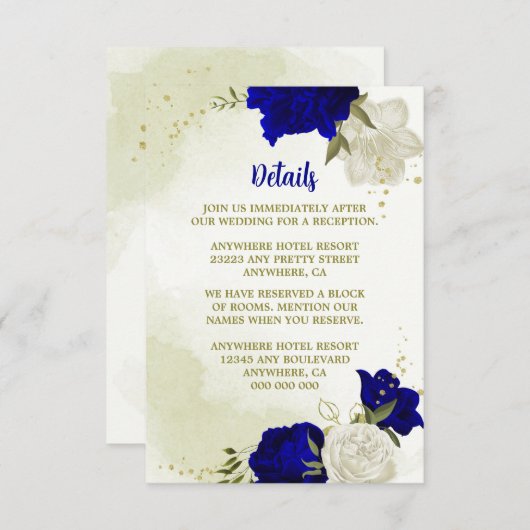 Blaue Blume, grüne Blätter Begleitkarte (Vorne/Hinten)