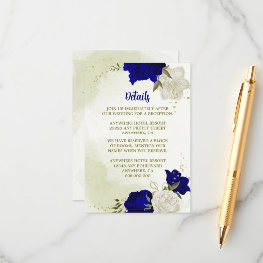 Blaue Blume, grüne Blätter Begleitkarte (Vorderseite/Rückseite Beispiel)