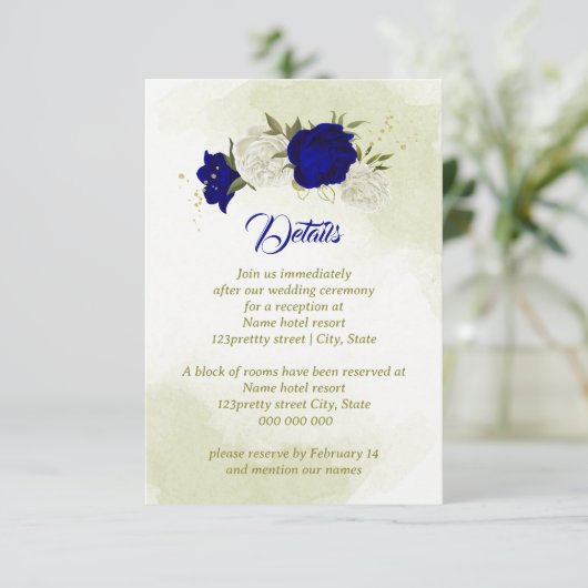 Blaue Blume, grüne Blätter Begleitkarte (Stehend Vorderseite)