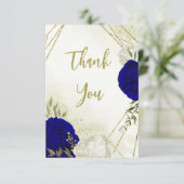 Blaue Blume, grüne Blätter Dankeskarte (Stehend Vorderseite)