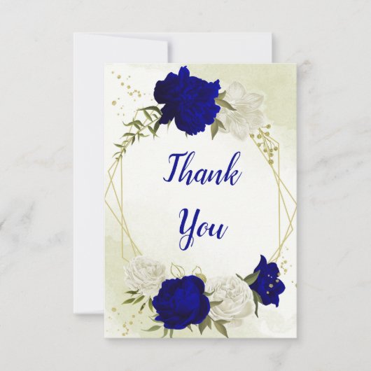 Blaue Blume, grüne Blätter Dankeskarte (Vorderseite)