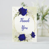 Blaue Blume, grüne Blätter Dankeskarte (Stehend Vorderseite)