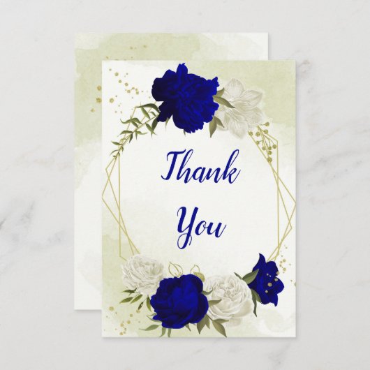 Blaue Blume, grüne Blätter Dankeskarte (Vorne/Hinten)