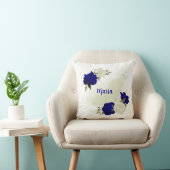Blaue Blume, grüne Blätter Kissen (Stuhl )