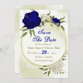 Blaue Blume, grüne Blätter Save The Date (Vorne/Hinten)