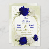 Blaue Blume, grüne Blätter Save The Date (Vorne/Hinten)